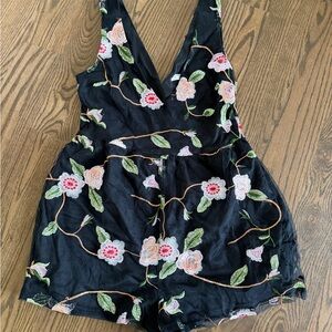 Urban Outfitters Black Floral Embroidered Garment